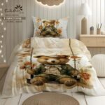 نمای کامل روتختی یک نفره میکرو نخ‌پنبه روی تخت